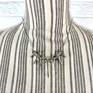 Silver Tone Hoop and Bead Necklace